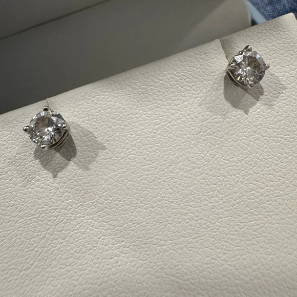 Charles & Colvard White Gold Stud Earrings - Picture 5 of 14